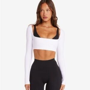 Crop Shop Boutique white scoop neck long sleeve crop top - Isabelle Mathers coll
